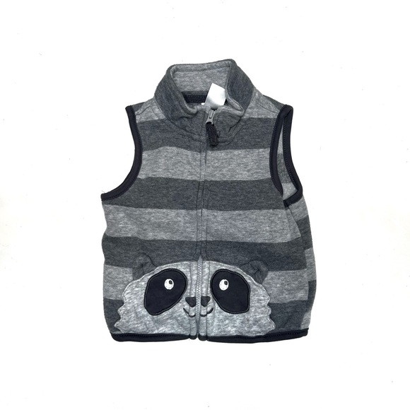 Carter's Gray Striped Raccoon Vest - Picture 1 of 4